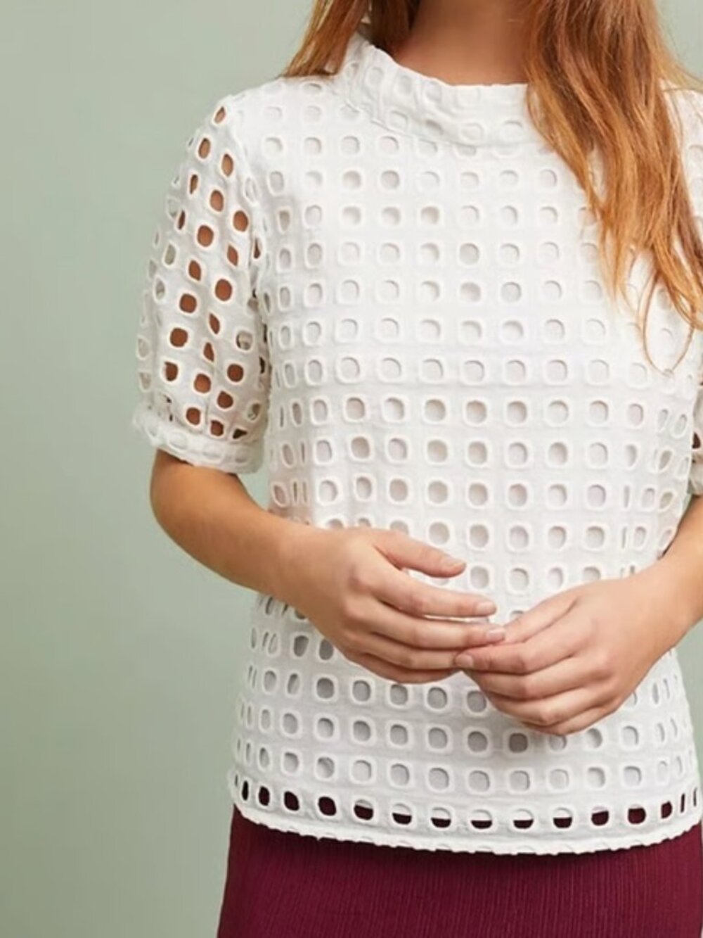 NWT Anthropologie Endora Eyelet Top Size 10 - Picture 3 of 4